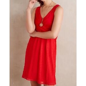 Anthropologie Dress Women's Small Petite Amadi Mia Red Wrap Mini Sleeveless